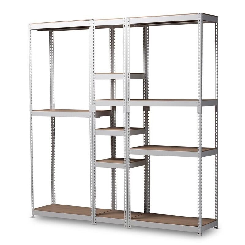 BAXTON STUDIO GAVIN MODERN AND CONTEMPORARY WHITE METAL 10-SHELF CLOSET STORAGE RACKING ORGANIZER