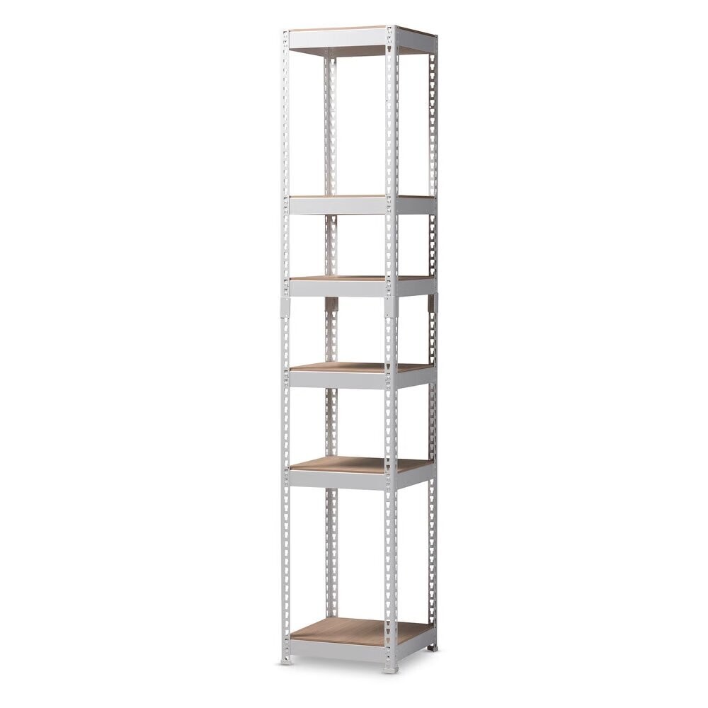 BAXTON STUDIO GAVIN MODERN AND CONTEMPORARY WHITE METAL 5-SHELF CLOSET STORAGE RACKING ORGANIZER