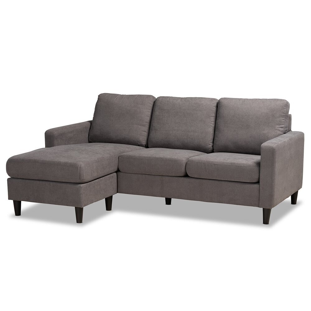 BAXTON STUDIO MILES MODERN AND CONTEMPORARY GREY FABRIC UPHOLSTERED SECTIONAL SOFA WITH LEFT FACING CHAISE