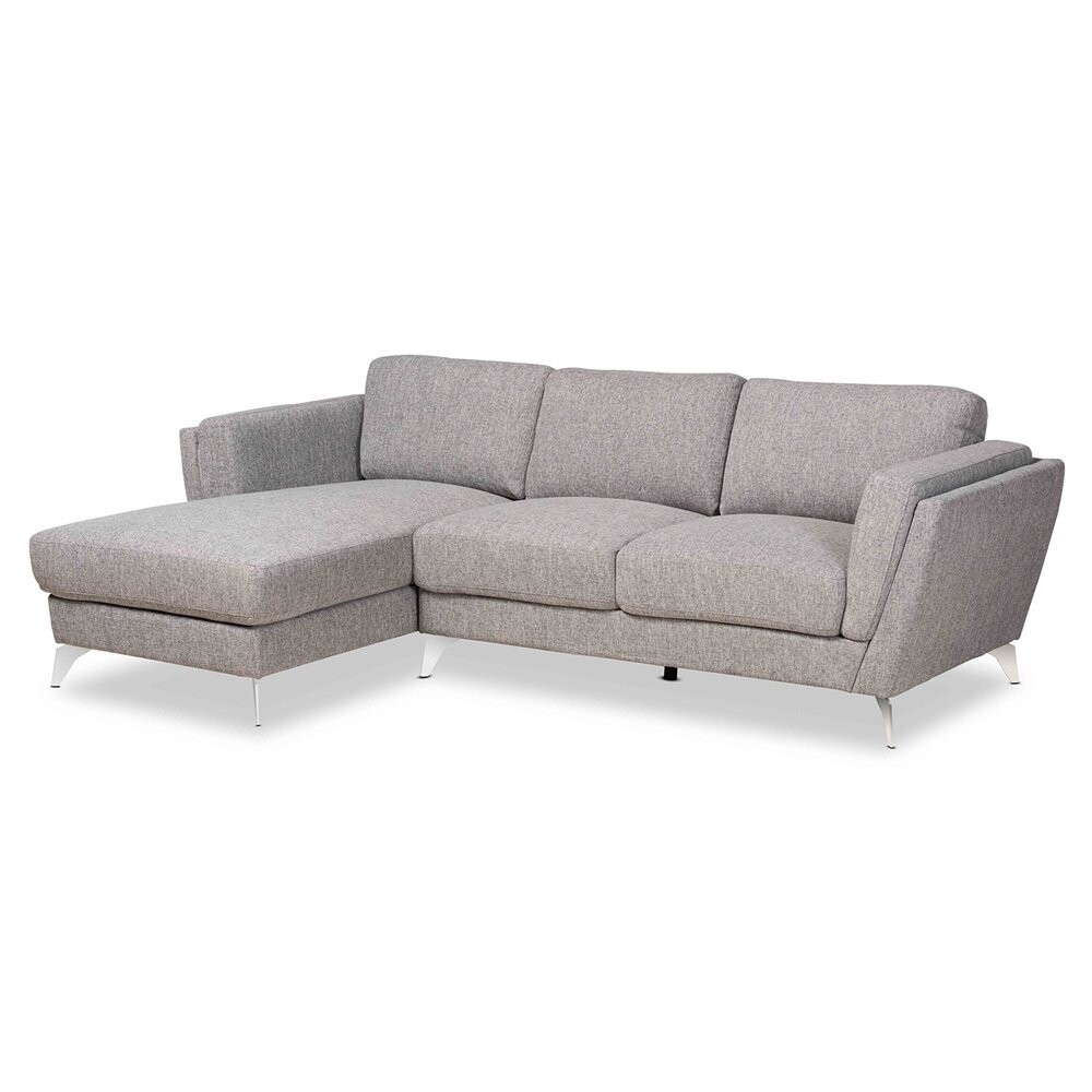 BAXTON STUDIO MIRIAN MODERN AND CONTEMPORARY GREY FABRIC UPHOLSTERED SECTIONAL SOFA WITH LEFT FACING CHAISE