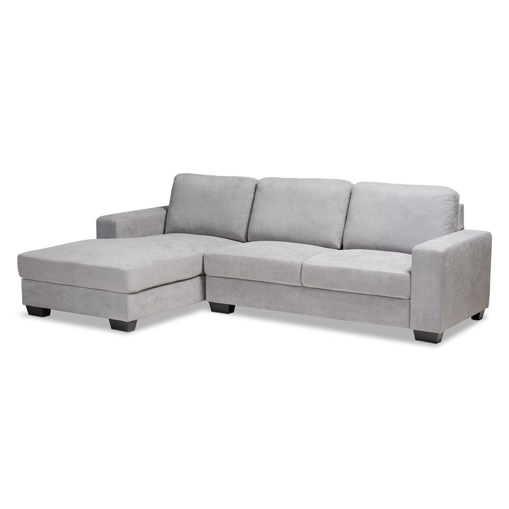 BAXTON STUDIO NEVIN MODERN AND CONTEMPORARY LIGHT GREY FABRIC UPHOLSTERED SECTIONAL SOFA WITH LEFT FACING CHAISE