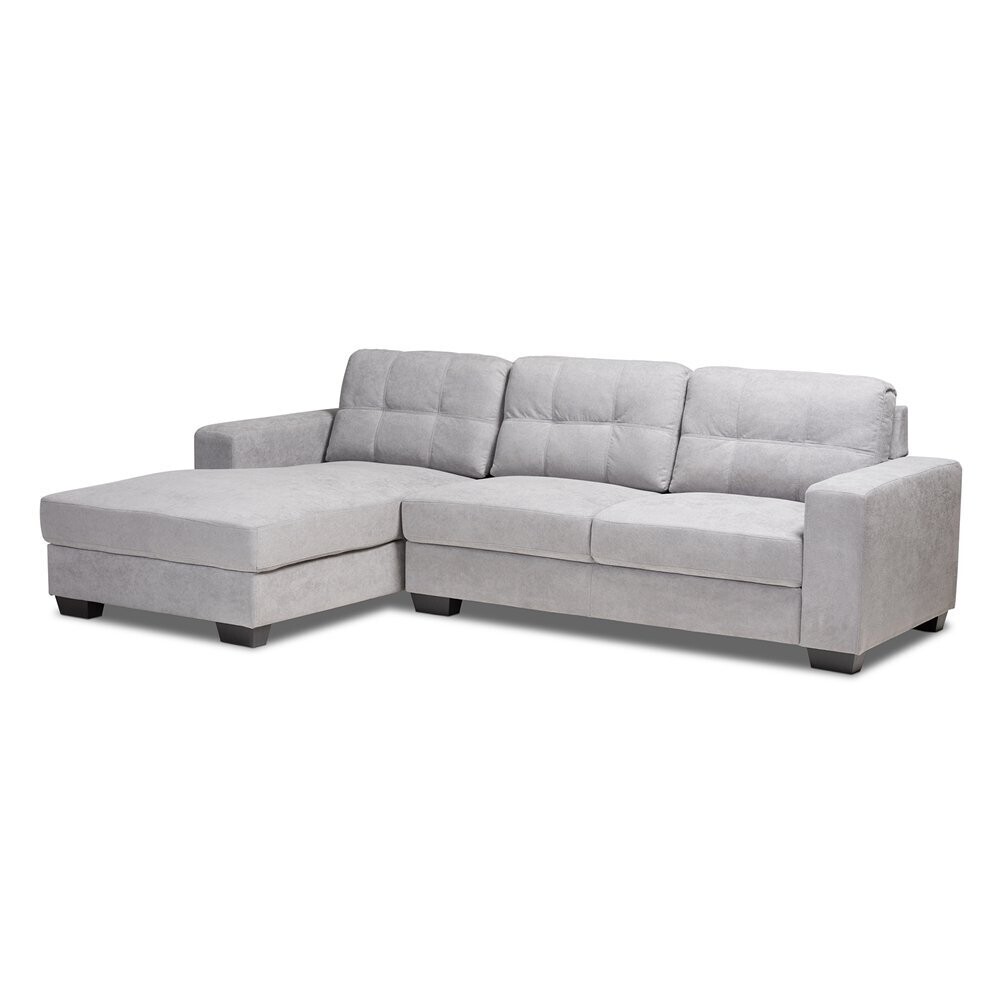 BAXTON STUDIO LANGLEY MODERN AND CONTEMPORARY LIGHT GREY FABRIC UPHOLSTERED SECTIONAL SOFA WITH LEFT FACING CHAISE