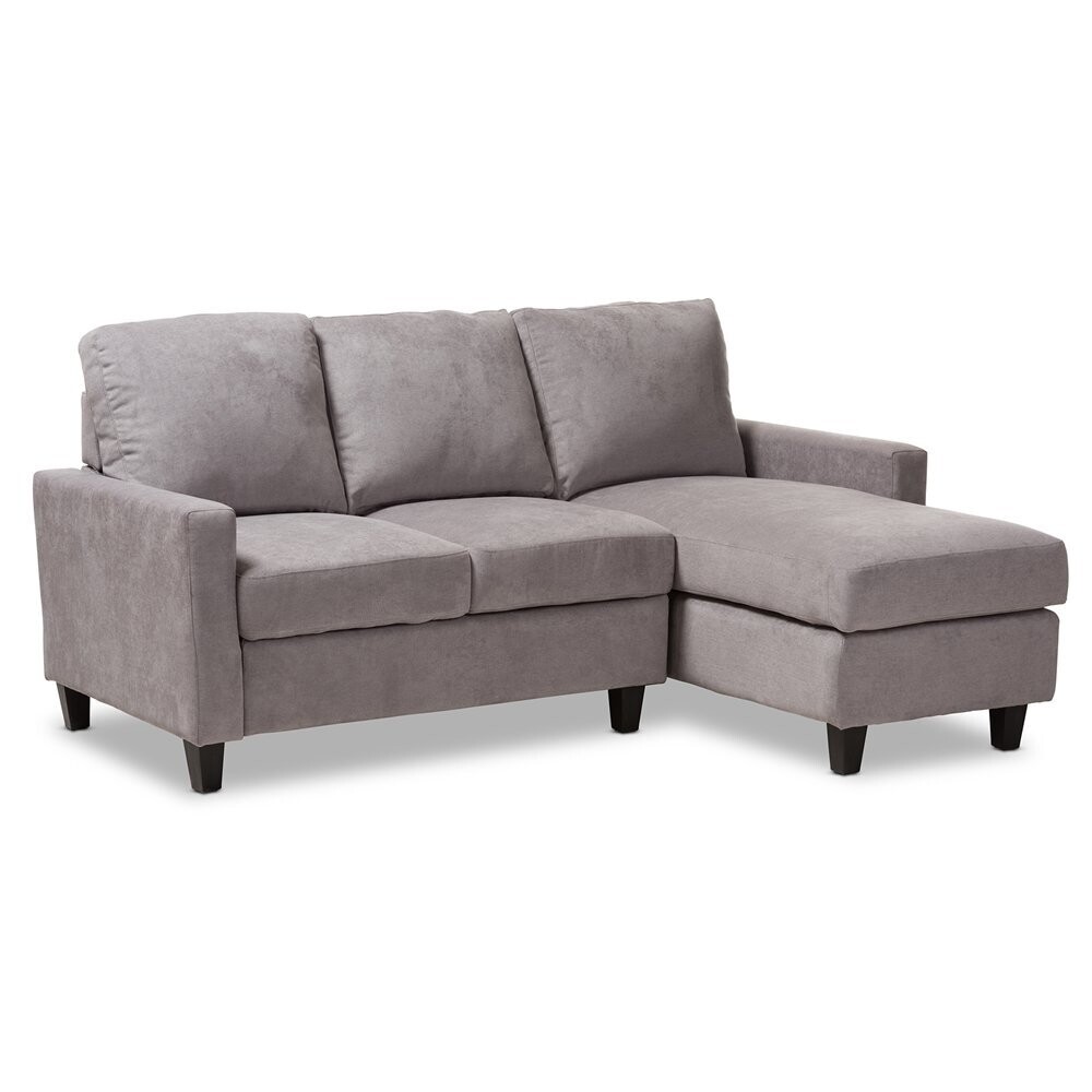 BAXTON STUDIO GREYSON MODERN AND CONTEMPORARY LIGHT GREY FABRIC UPHOLSTERED REVERSIBLE SECTIONAL SOFA