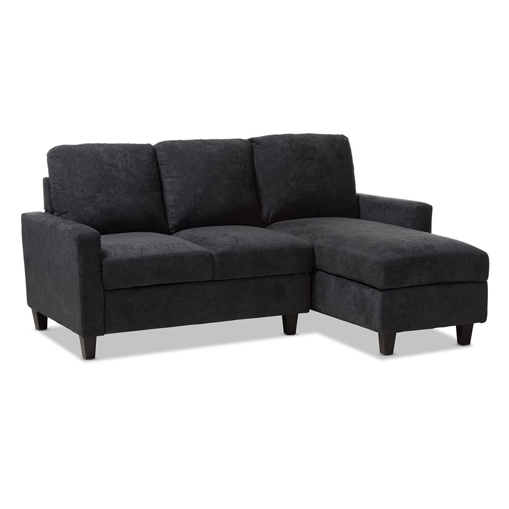 BAXTON STUDIO GREYSON MODERN AND CONTEMPORARY DARK GREY FABRIC UPHOLSTERED REVERSIBLE SECTIONAL SOFA