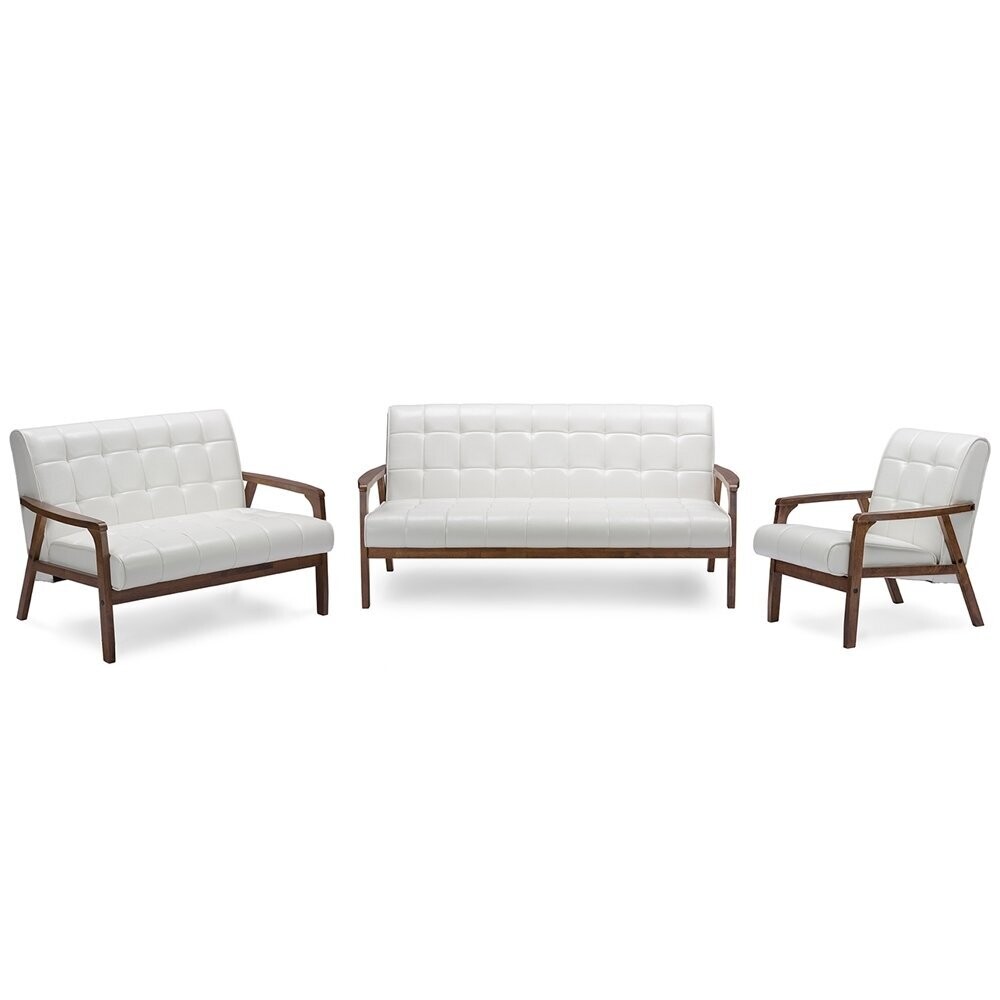 BAXTON STUDIO BAXTON STUDIO MID-CENTURY MASTERPIECES 3 PIECES LIVING ROOM SET - WHITE