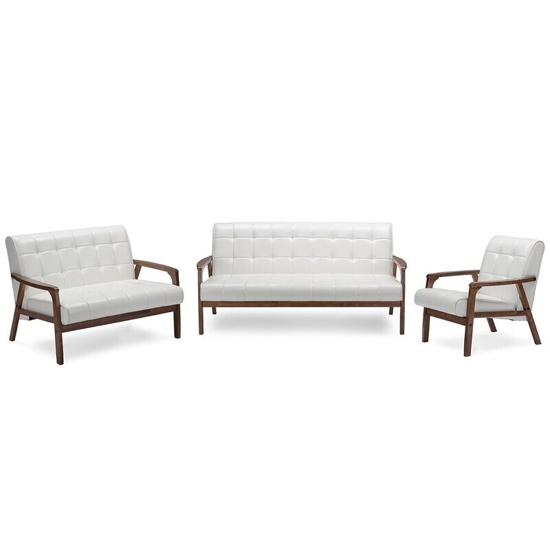 BAXTON STUDIO BAXTON STUDIO MID-CENTURY MASTERPIECES 3 PIECES LIVING ROOM SET - WHITE