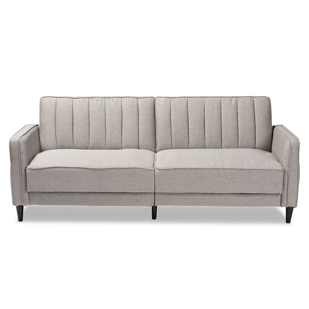 BAXTON STUDIO COLBY MID-CENTURY MODERN LIGHT GREY FABRIC UPHOLSTERED SLEEPER SOFA