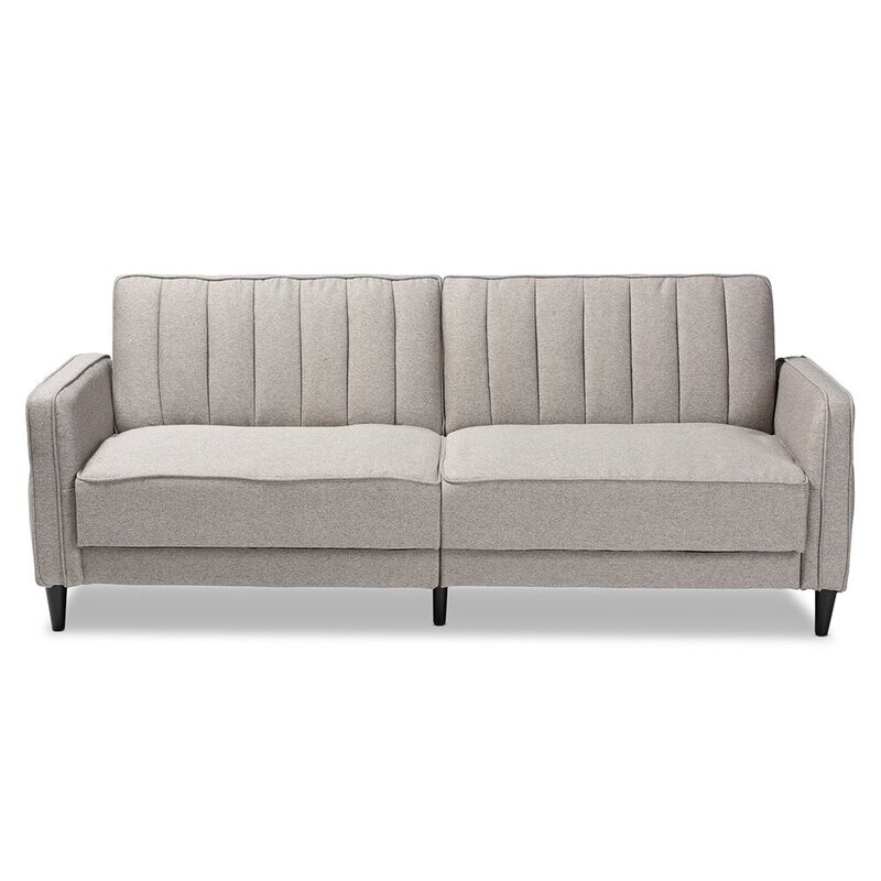 BAXTON STUDIO COLBY MID-CENTURY MODERN LIGHT GREY FABRIC UPHOLSTERED SLEEPER SOFA