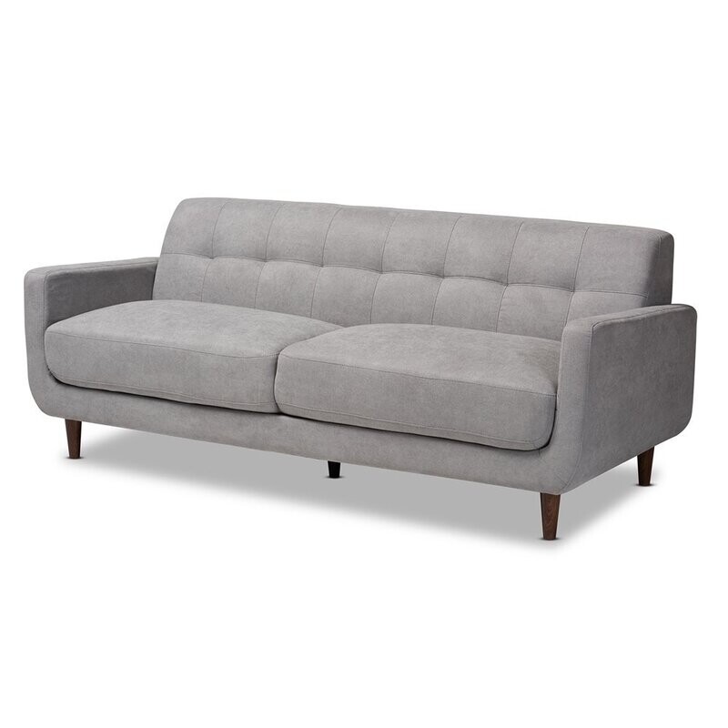 BAXTON STUDIO ALLISTER MID-CENTURY MODERN LIGHT GREY FABRIC UPHOLSTERED SOFA