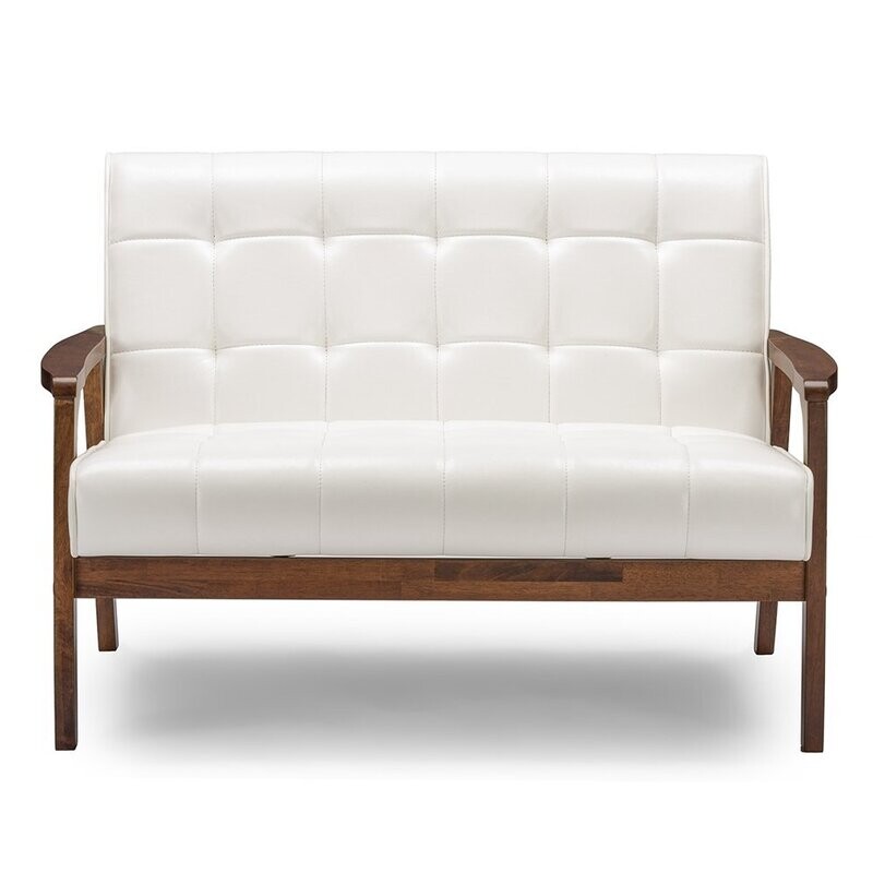 BAXTON STUDIO BAXTON STUDIO MID-CENTURY MASTERPIECES LOVESEAT - WHITE