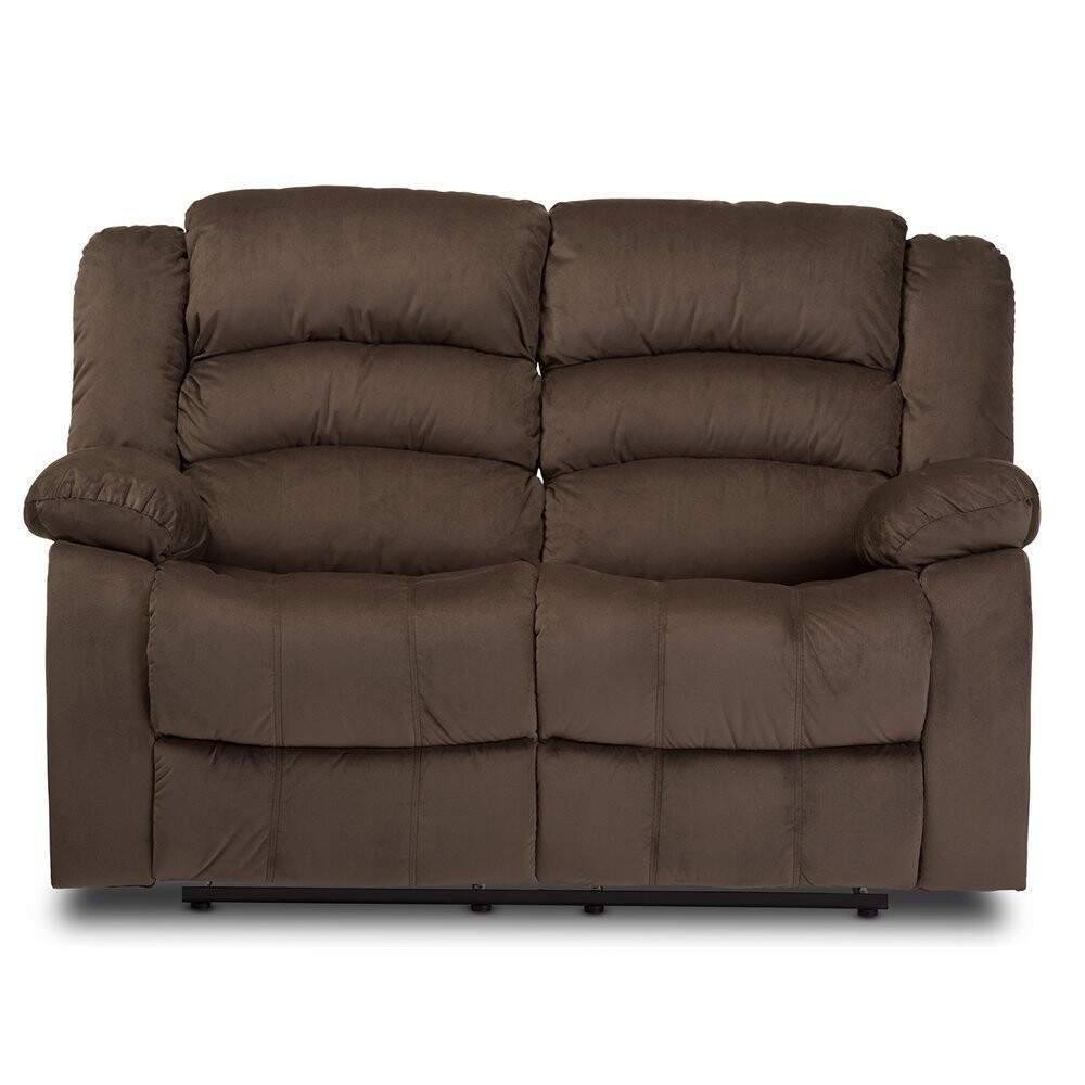 BAXTON STUDIO HOLLACE MODERN AND CONTEMPORARY TAUPE MICROSUEDE 2-SEATER RECLINER