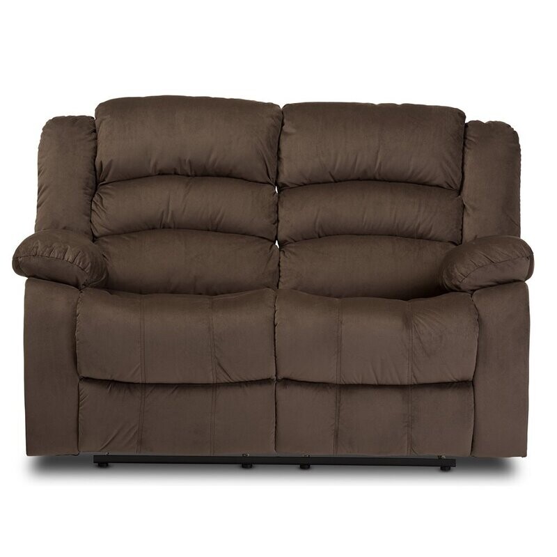 BAXTON STUDIO HOLLACE MODERN AND CONTEMPORARY TAUPE MICROSUEDE 2-SEATER RECLINER