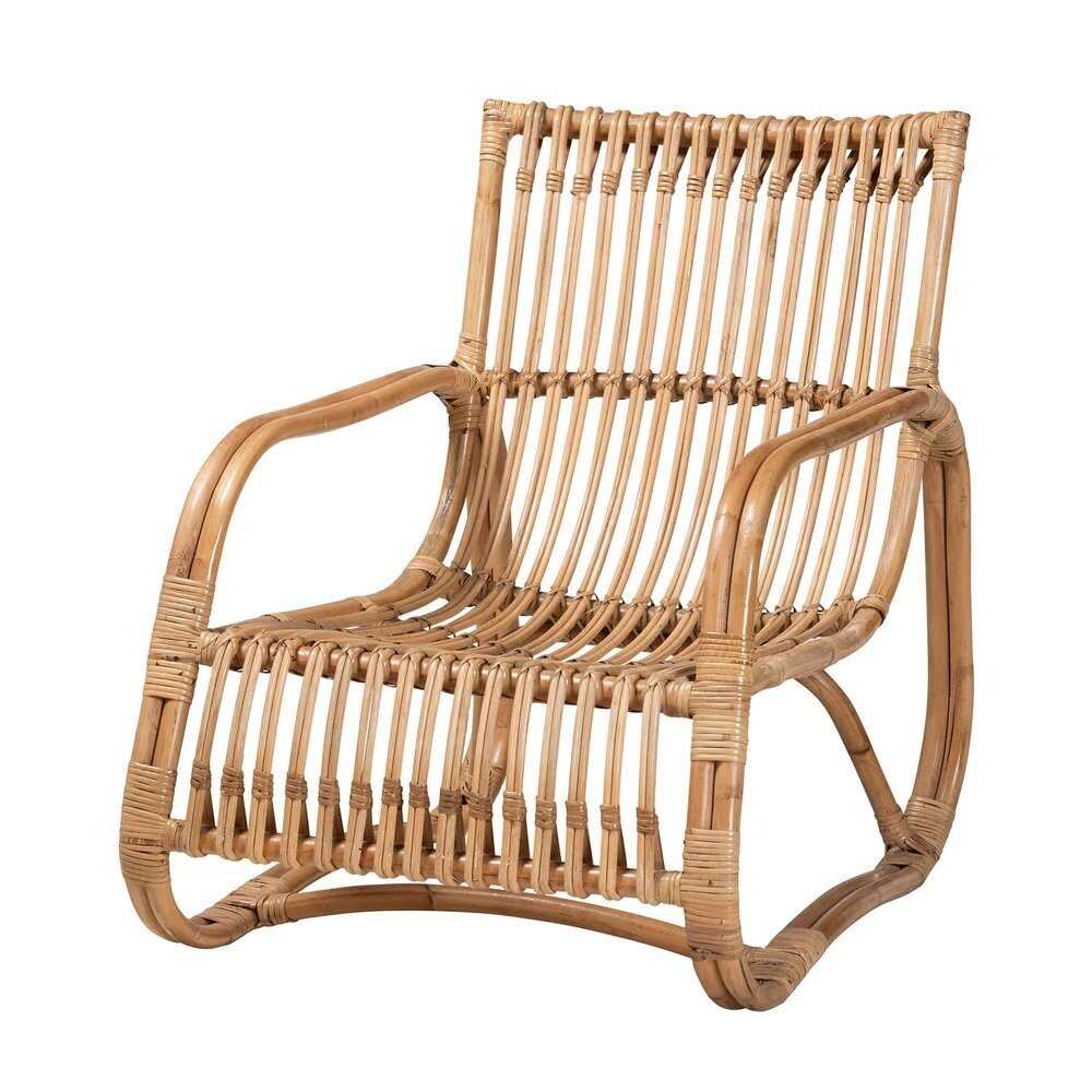 BAXTON STUDIO BLANCA MODERN BOHEMIAN NATURAL RATTAN ACCENT CHAIR