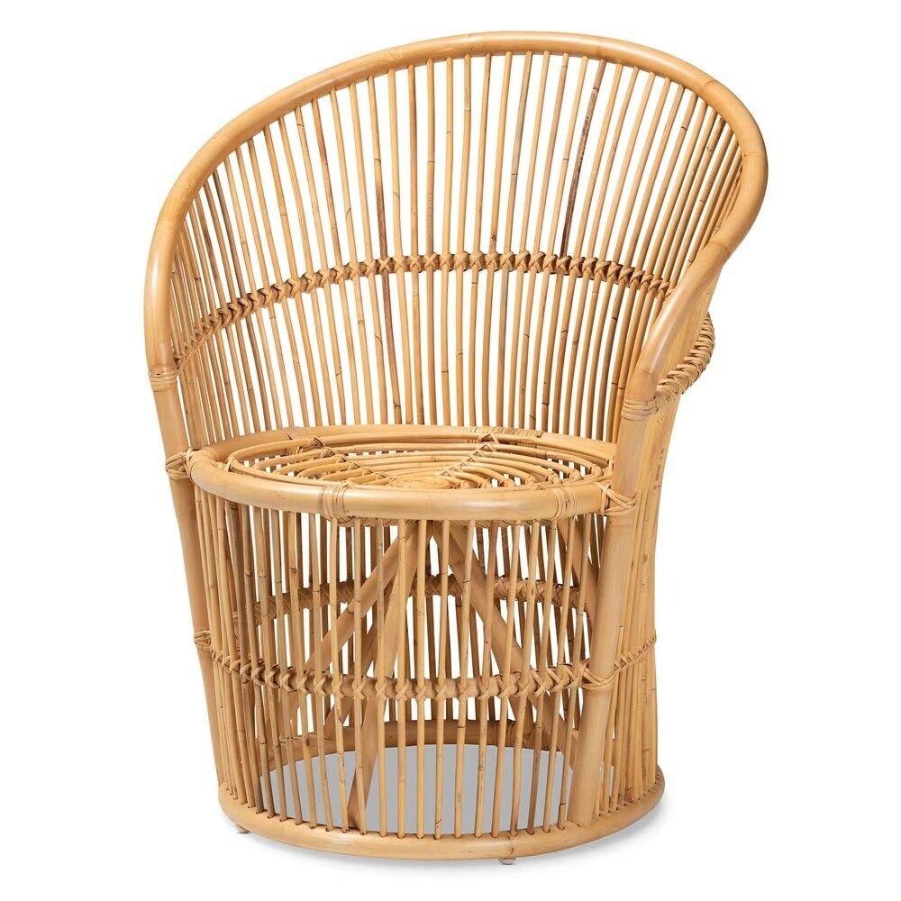 BAXTON STUDIO NARVA MODERN BOHEMIAN NATURAL BROWN RATTAN ACCENT CHAIR
