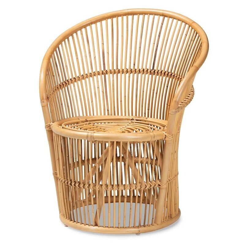 BAXTON STUDIO NARVA MODERN BOHEMIAN NATURAL BROWN RATTAN ACCENT CHAIR