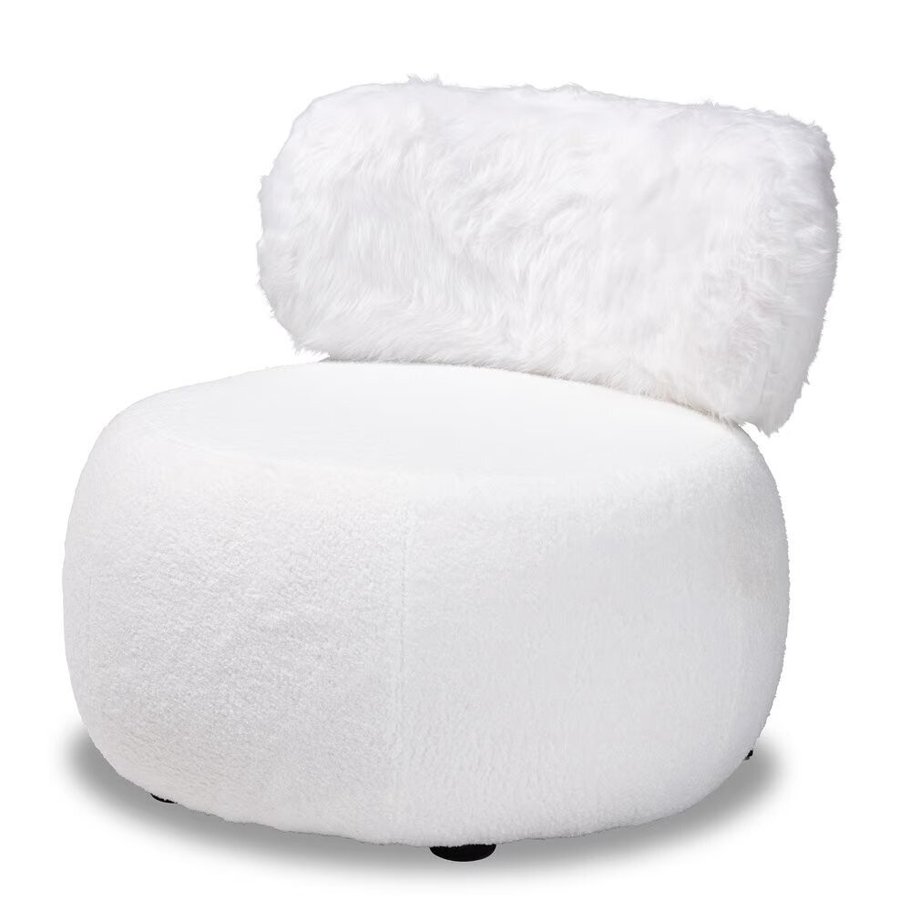 BAXTON STUDIO TAYLA MODERN AND CONTEMPORARY WHITE FABRIC UPHOLSTERED AND BLACK METAL ACCENT CHAIR