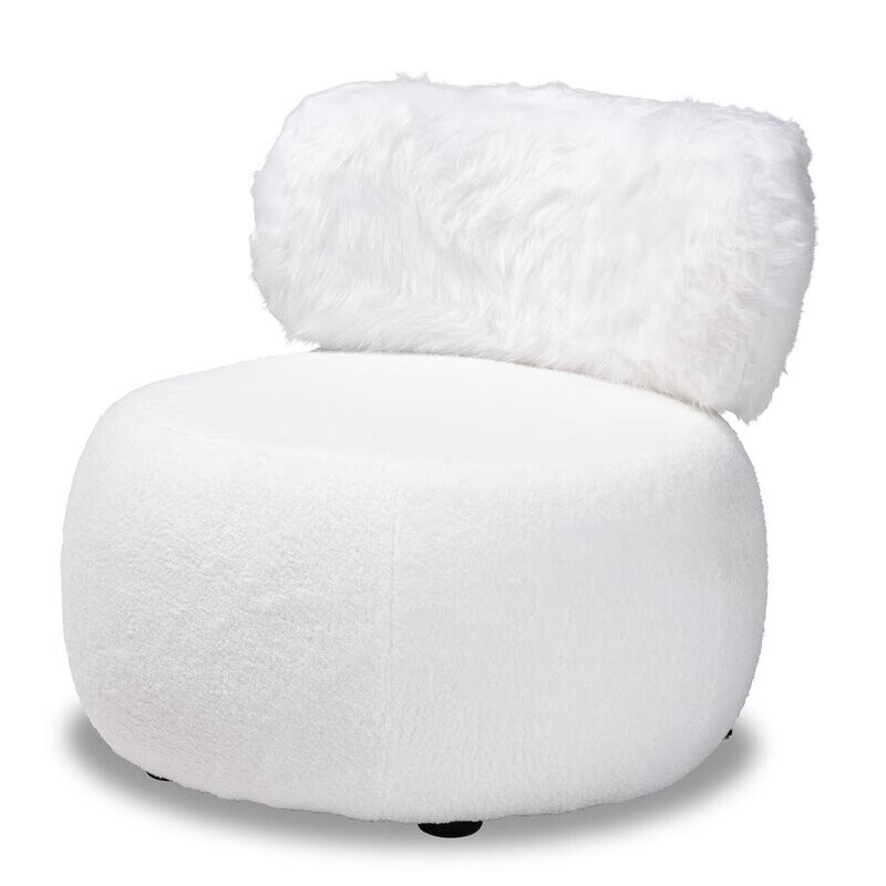 BAXTON STUDIO TAYLA MODERN AND CONTEMPORARY WHITE FABRIC UPHOLSTERED AND BLACK METAL ACCENT CHAIR