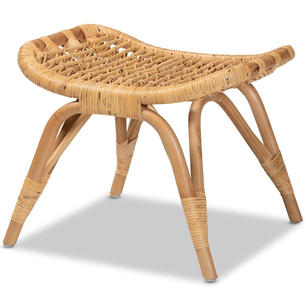 BAXTON STUDIO BERNARDO MODERN BOHEMIAN NATURAL BROWN RATTAN OTTOMAN