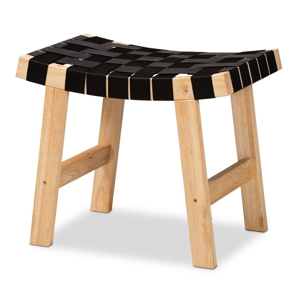 BAXTON STUDIO NAHLA RUSTIC MID-CENTURY MODERN BLACK AND OAK BROWN FINISHED WOOD ACCENT BENCH