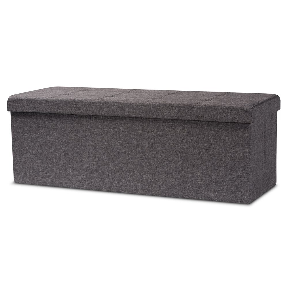 BAXTON STUDIO HAIDE MODERN AND CONTEMPORARY DARK GREY FABRIC UPHOLSTERED STORAGE OTTOMAN