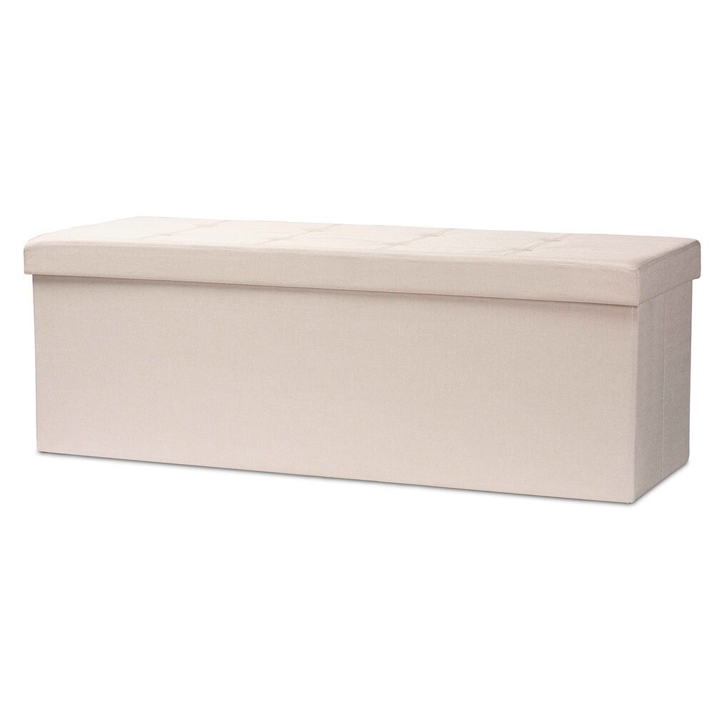 BAXTON STUDIO HAIDE MODERN AND CONTEMPORARY BEIGE FABRIC UPHOLSTERED STORAGE OTTOMAN