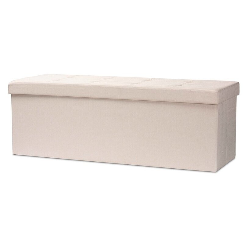 BAXTON STUDIO HAIDE MODERN AND CONTEMPORARY BEIGE FABRIC UPHOLSTERED STORAGE OTTOMAN