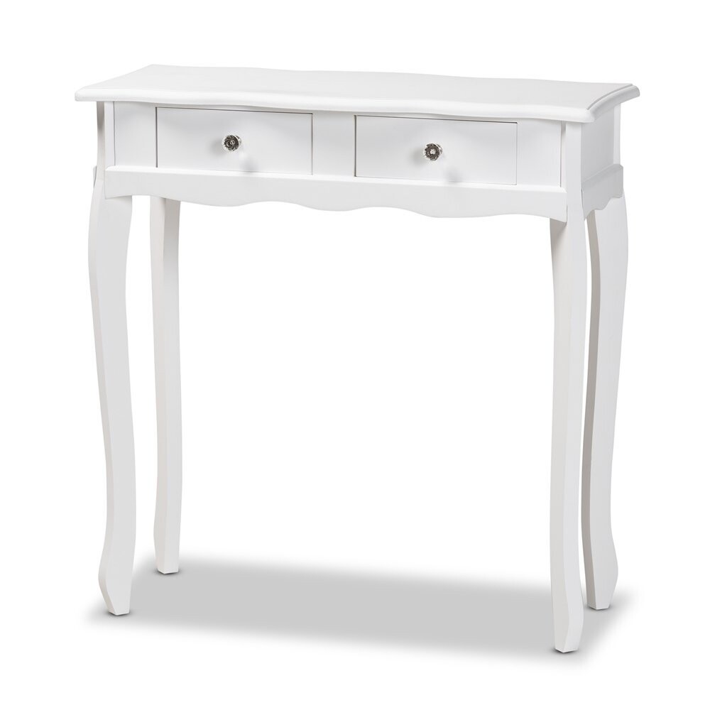 BAXTON STUDIO PETERSON CLASSIC AND TRADITIONAL WHITE FINISHED WOOD 2-DRAWER CONSOLE TABLE