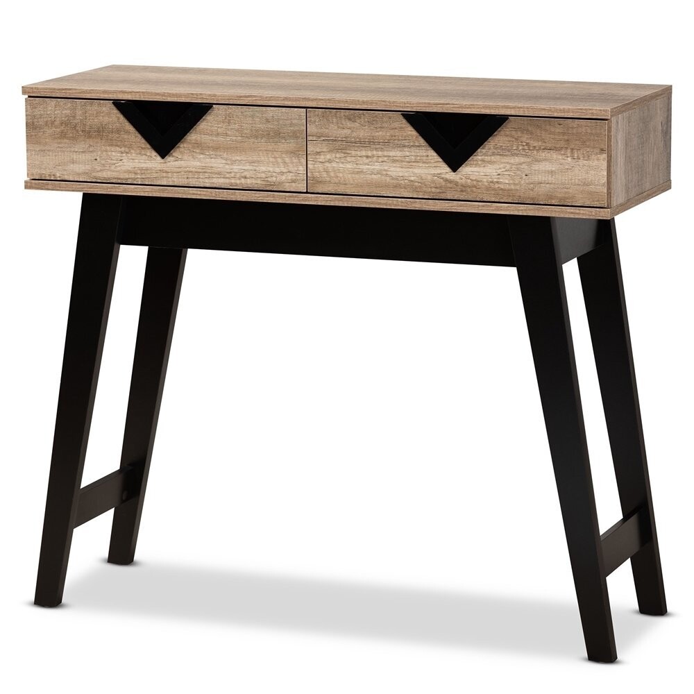 BAXTON STUDIO WALES MODERN AND CONTEMPORARY LIGHT BROWN FINISHED WOOD 2-DRAWER CONSOLE TABLE