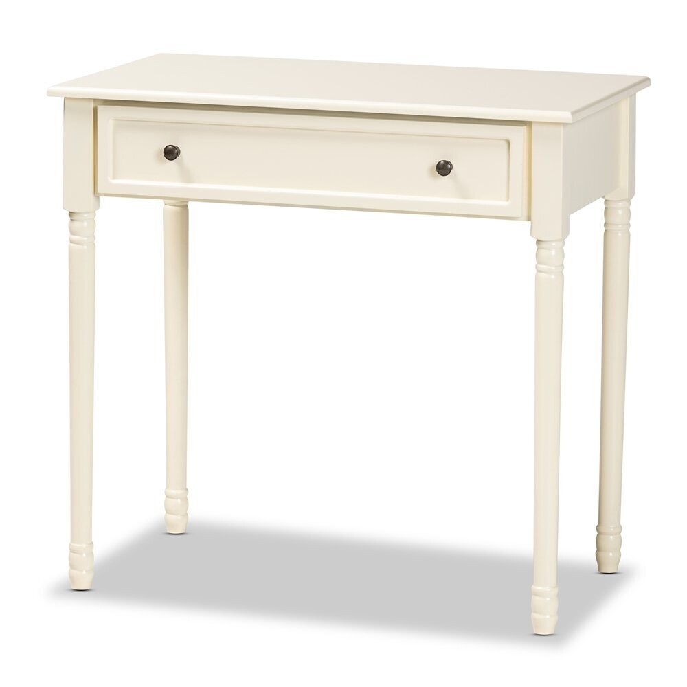 BAXTON STUDIO MAHLER CLASSIC AND TRADITIONAL WHITE FINISHED WOOD 1-DRAWER CONSOLE TABLE