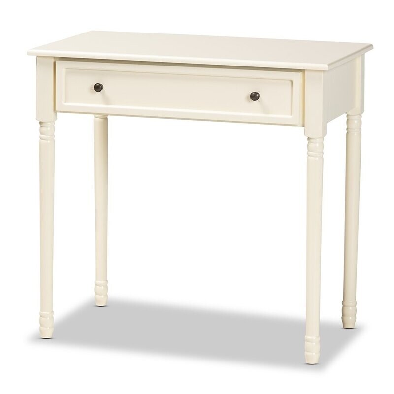 BAXTON STUDIO MAHLER CLASSIC AND TRADITIONAL WHITE FINISHED WOOD 1-DRAWER CONSOLE TABLE