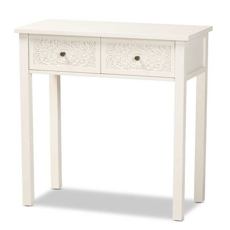 BAXTON STUDIO LAMBERT CLASSIC AND TRADITIONAL WHITE FINISHED WOOD 2-DRAWER CONSOLE TABLE