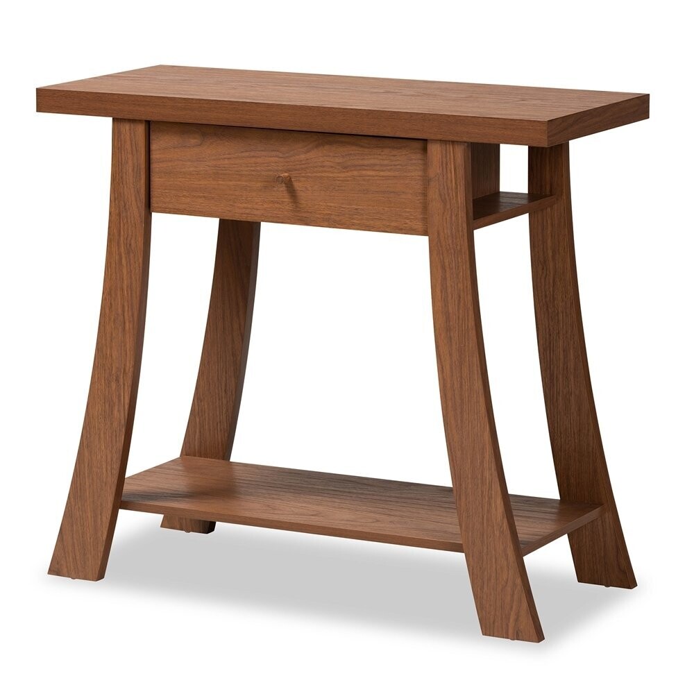 BAXTON STUDIO HERMAN MODERN AND CONTEMPORARY WALNUT BROWN FINISHED WOOD 1-DRAWER CONSOLE TABLE