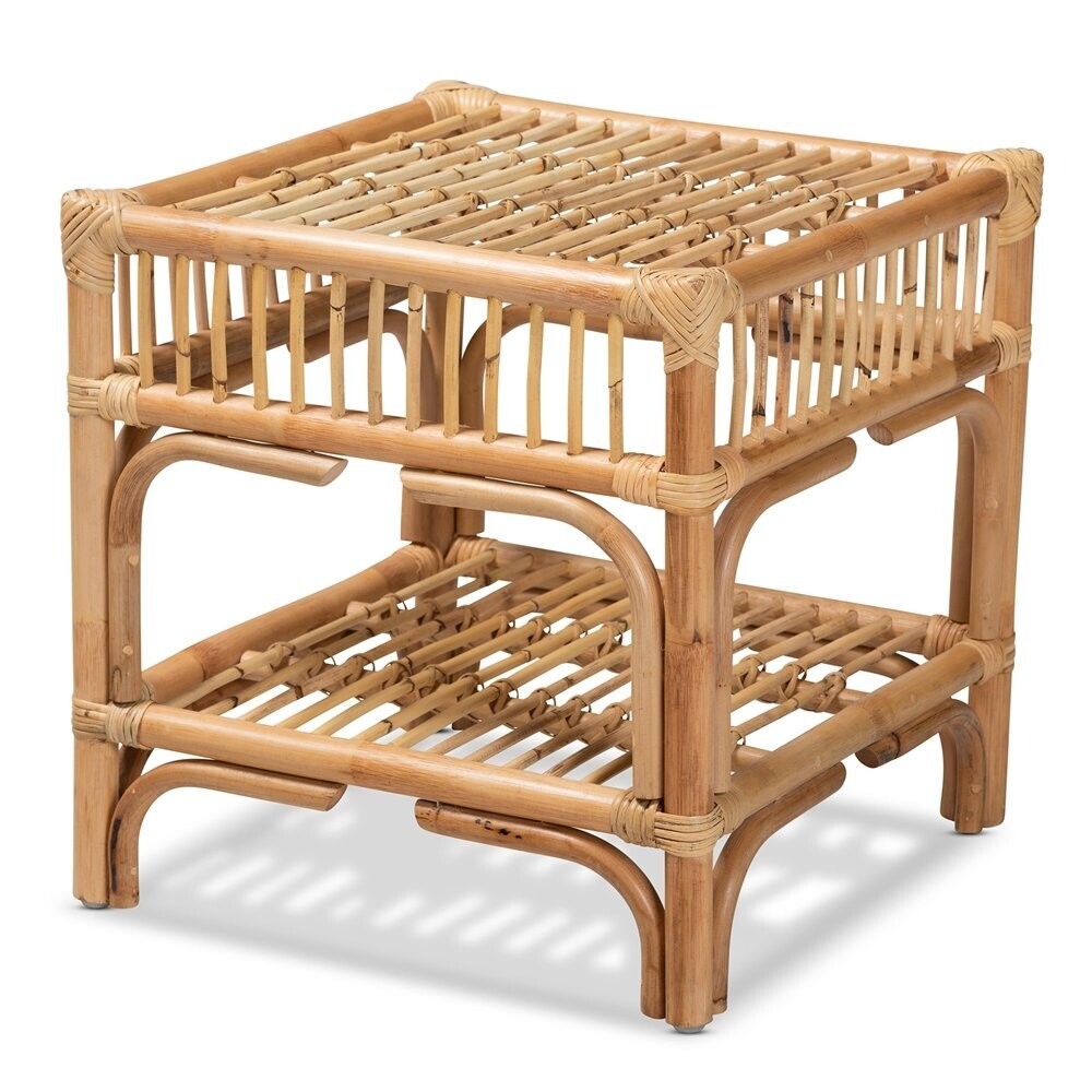 BAXTON STUDIO ROSE MODERN BOHEMIAN NATURAL BROWN RATTAN END TABLE
