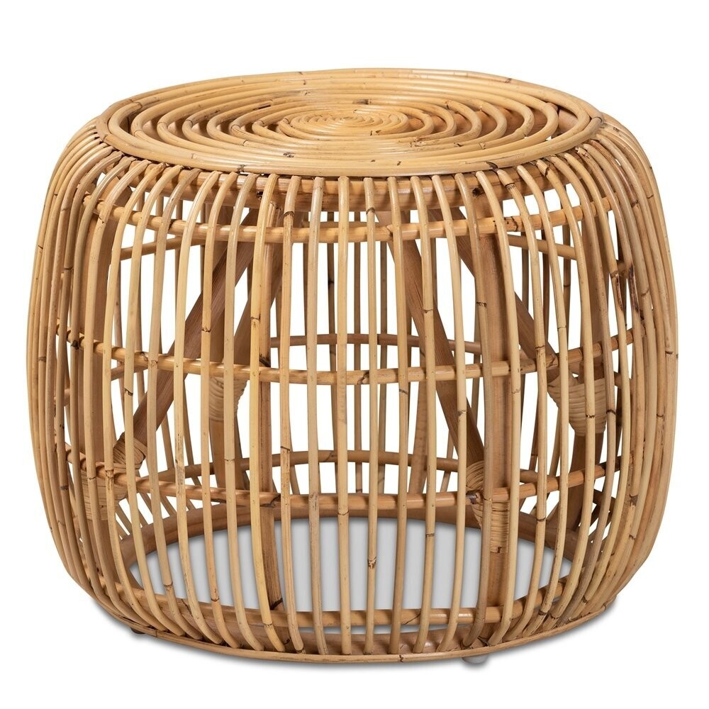 BAXTON STUDIO MAVERICK MODERN BOHEMIAN NATURAL BROWN RATTAN END TABLE