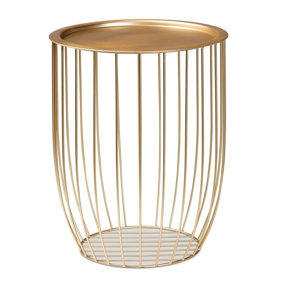 BAXTON STUDIO MABON MODERN AND CONTEMPORARY GOLD FINISHED METAL END TABLE