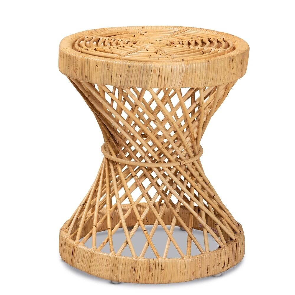 BAXTON STUDIO SEVILLE MODERN AND CONTEMPORARY NATURAL FINISHED RATTAN END TABLE