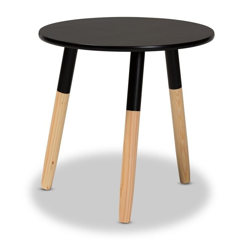 BAXTON STUDIO OBERT MID-CENTURY MODERN TWO-TONE BLACK AND OAK BROWN FINISHED WOOD COFFEE TABLE