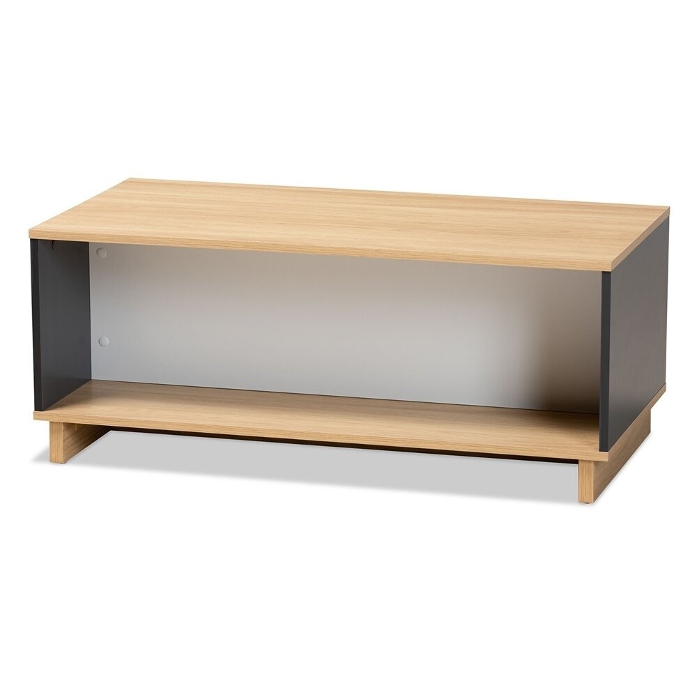 BAXTON STUDIO MARIGOLD MODERN AND CONTEMPORARY MULTICOLOR OAK BROWN AND GREY FINISHED WOOD STORAGE COFFEE TABLE