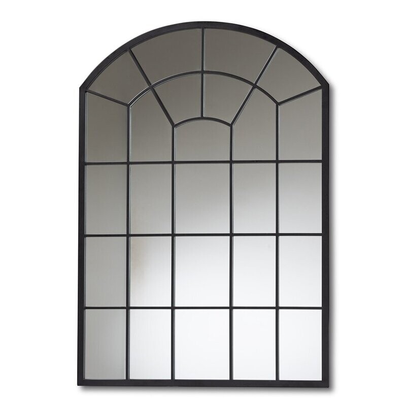 BAXTON STUDIO NERINA MODERN AND CONTEMPORARY BLACK METAL ACCENT WALL MIRROR