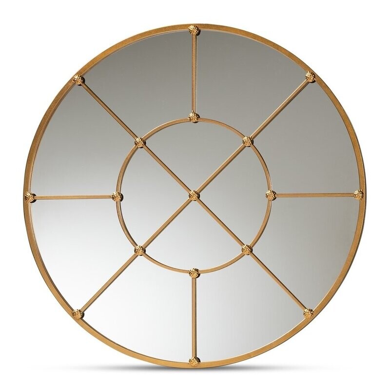 BAXTON STUDIO OHARA MODERN AND CONTEMPORARY GOLD FINISHED METAL ACCENT WALL MIRROR