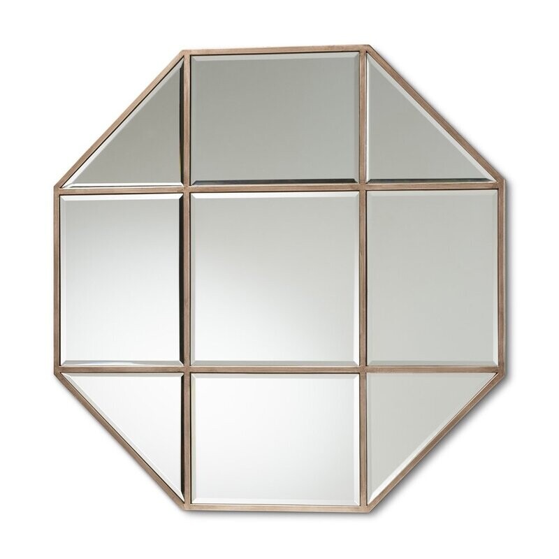 BAXTON STUDIO ENORA MODERN AND CONTEMPORARY ANTIQUE BRONZE FINISHED METAL GEOMETRIC ACCENT WALL MIRROR
