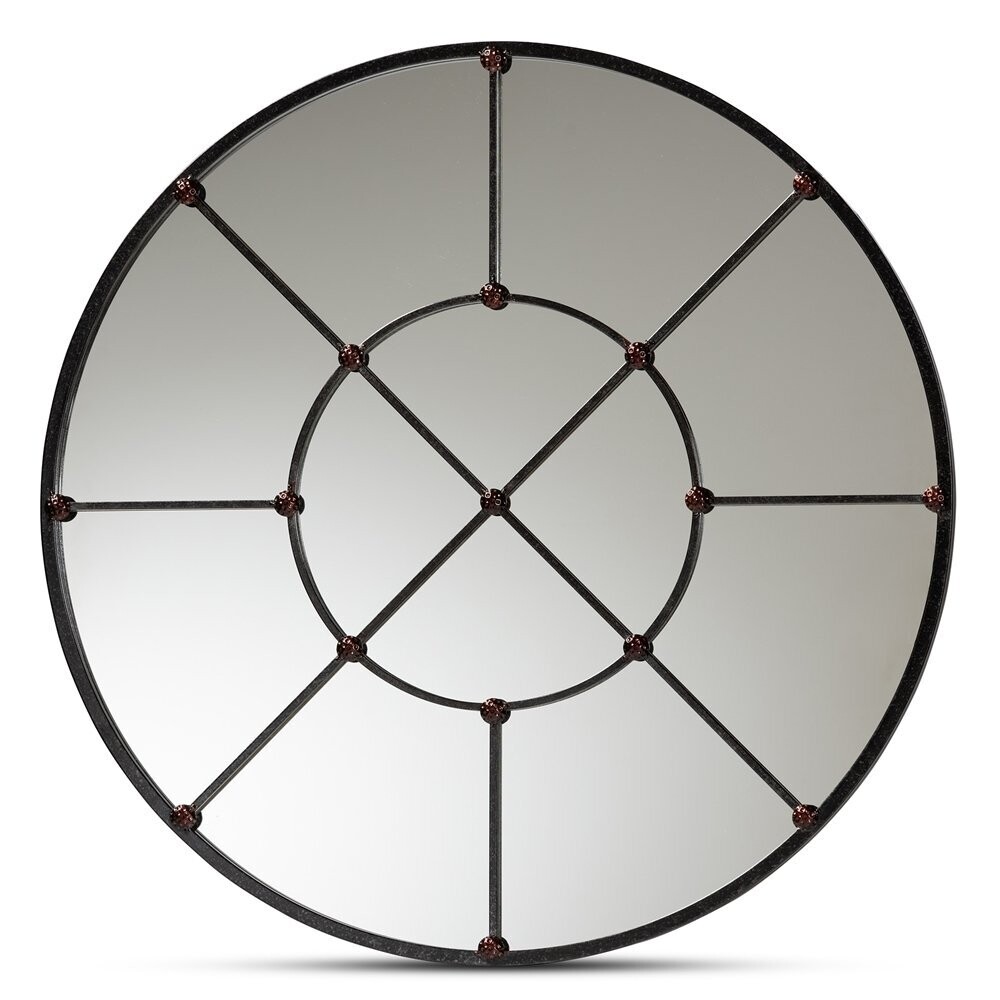 BAXTON STUDIO OHARA MODERN AND CONTEMPORARY BLACK FINISHED METAL ACCENT WALL MIRROR