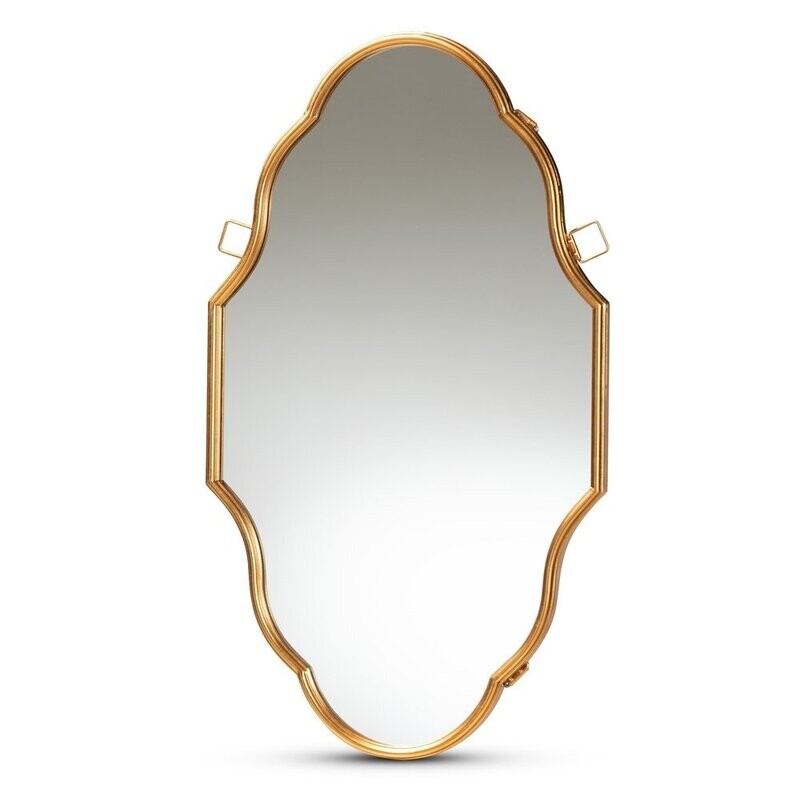 BAXTON STUDIO DENNIS VINTAGE ANTIQUE GOLD FINISHED ACCENT WALL MIRROR