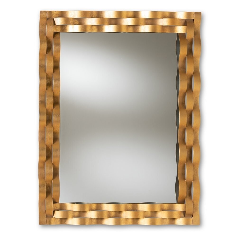 BAXTON STUDIO ARPINA MODERN AND CONTEMPORARY ANTIQUE GOLD FINISHED RECTANGULAR ACCENT WALL MIRROR