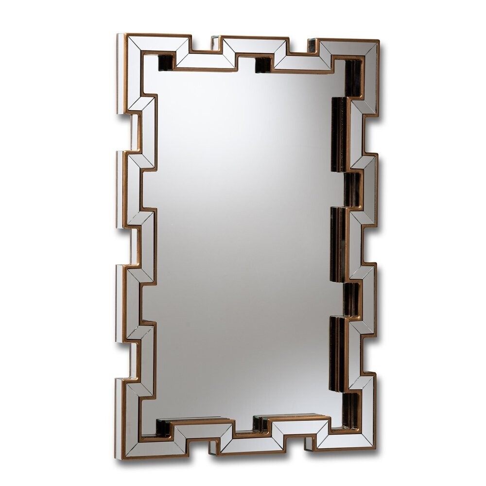 BAXTON STUDIO TANIS MODERN AND CONTEMPORARY GLAM BRONZE FINISHED RECTANGULAR ACCENT WALL MIRROR