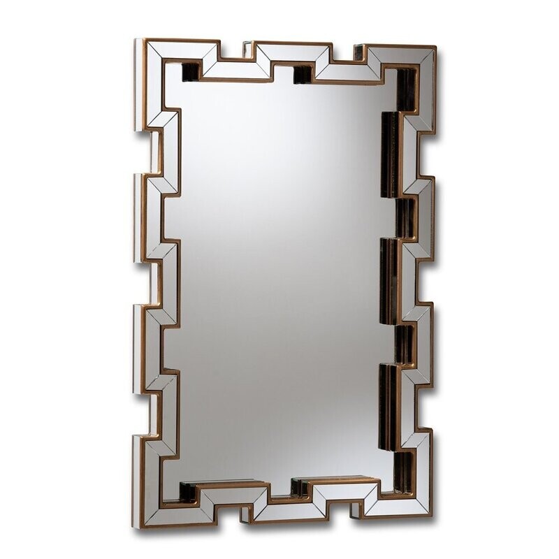 BAXTON STUDIO TANIS MODERN AND CONTEMPORARY GLAM BRONZE FINISHED RECTANGULAR ACCENT WALL MIRROR