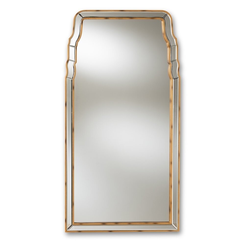 BAXTON STUDIO ALICE MODERN AND CONTEMPORARY QUEEN ANNE STYLE ANTIQUE GOLD FINISHED ACCENT WALL MIRROR