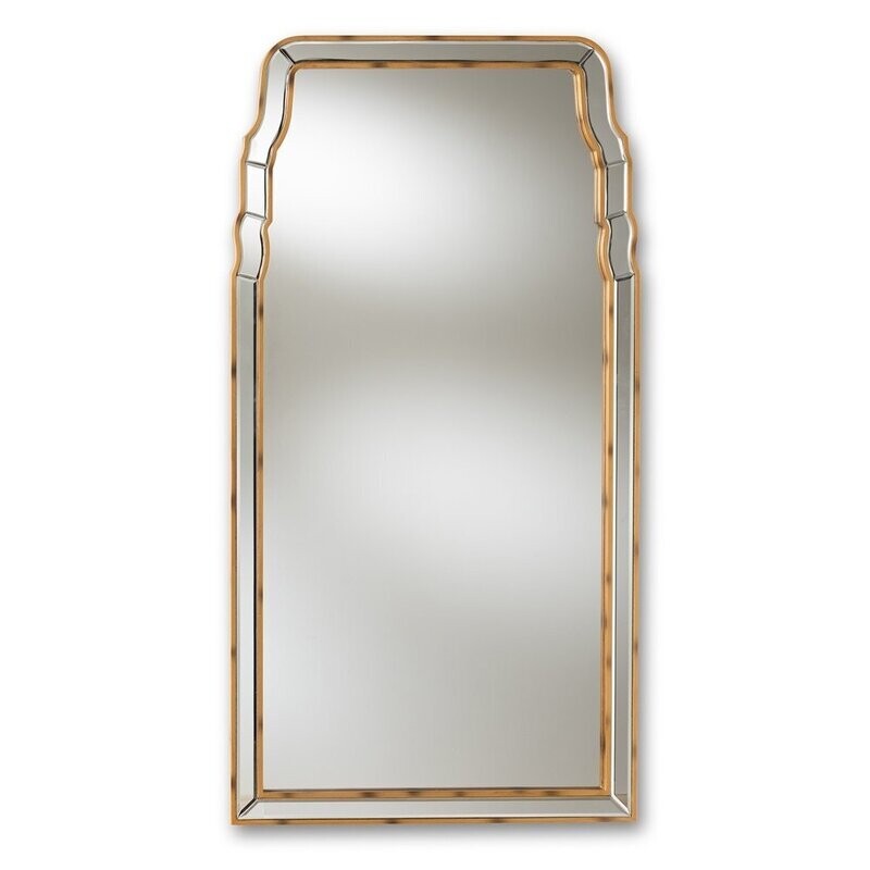 BAXTON STUDIO ALICE MODERN AND CONTEMPORARY QUEEN ANNE STYLE ANTIQUE GOLD FINISHED ACCENT WALL MIRROR