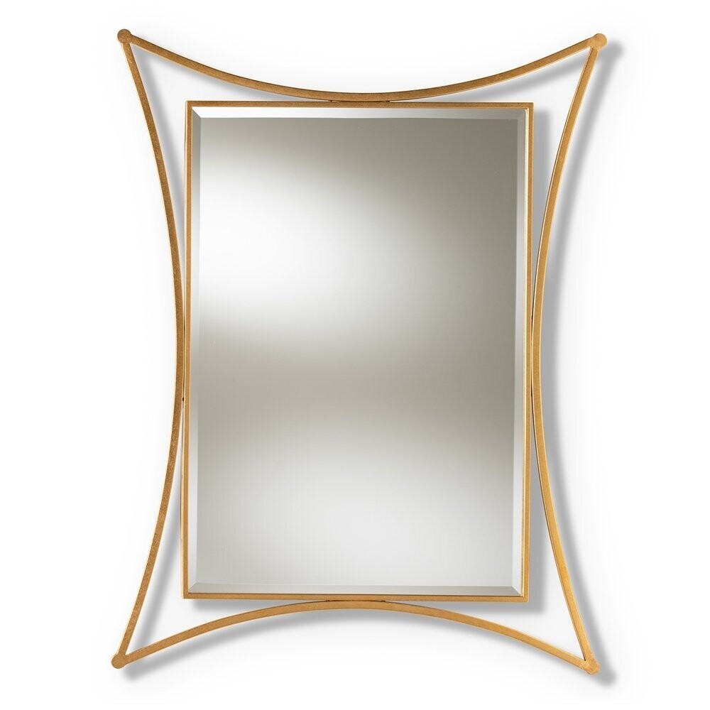 BAXTON STUDIO MELIA MODERN AND CONTEMPORARY ANTIQUE GOLD FINISHED RECTANGULAR ACCENT WALL MIRROR