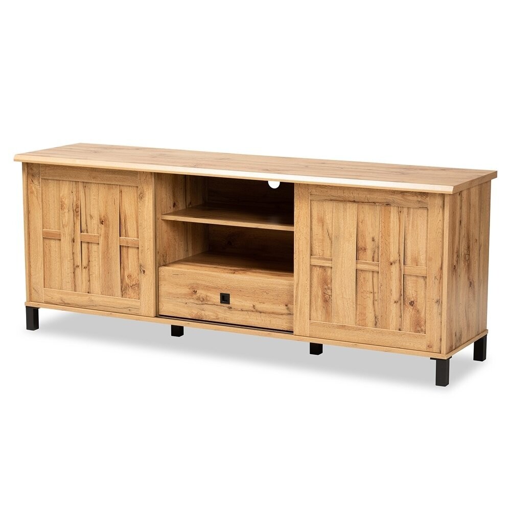 BAXTON STUDIO UNNA MODERN AND CONTEMPORARY OAK BROWN FINISHED WOOD 2-DOOR TV STAND
